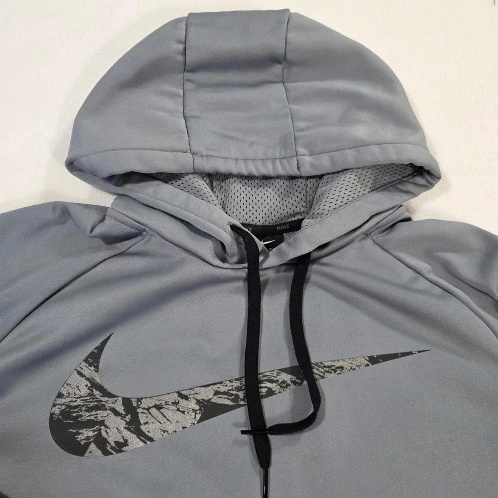 Nike Mens Dri-FIT Graphic Swoosh Hoodie Grey Pullover Size L Outdoor Basketball‎